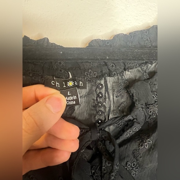 Black Eyelet Sheer Blouse - Picture 2 of 3